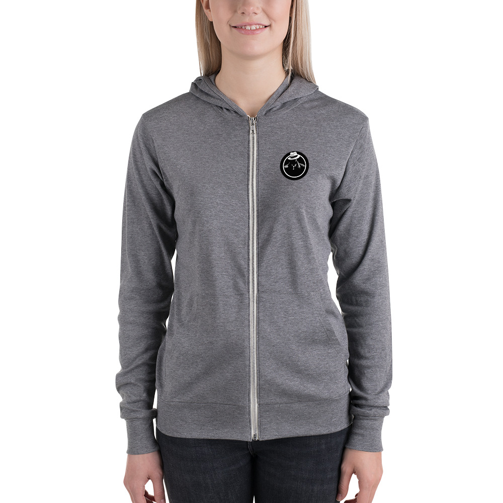 Download WHR Light Unisex Grey Triblend Zip Hoodie - with logo and ...